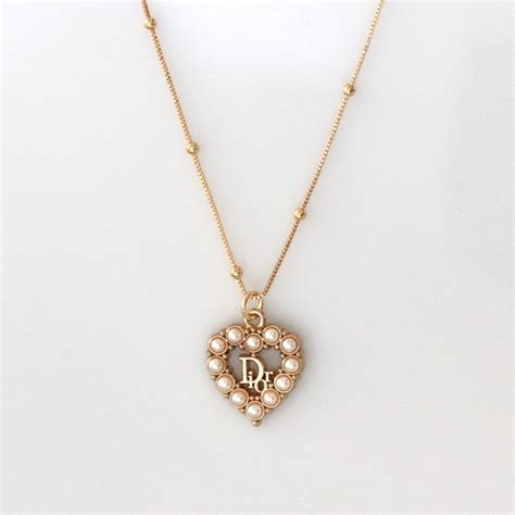 dior necklace pearl|christian dior heart necklace.